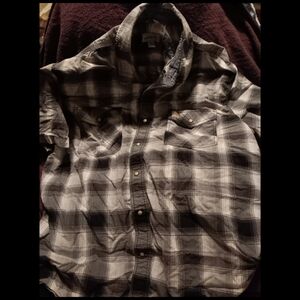 Carhartt Black and Gray Plaid Button Up Shirt